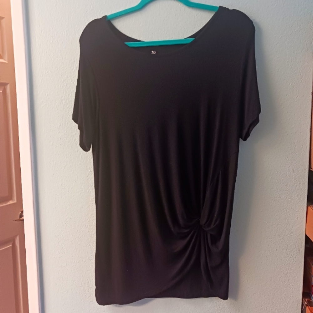 Long Black Lilac Bloom Shirt | Size M